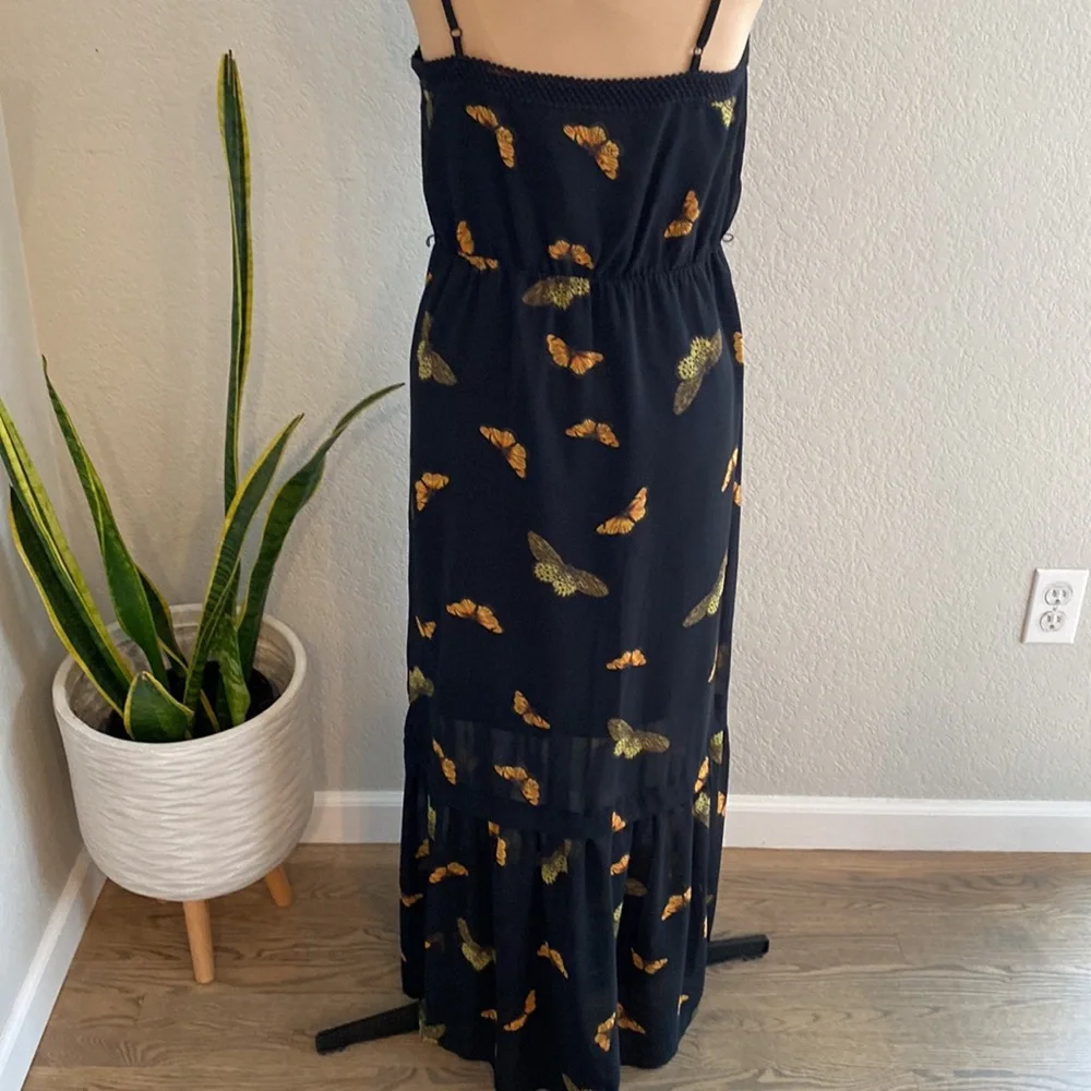 KENSIE Butterfly Black Maxi Dress Medium - Picture 5 of 7